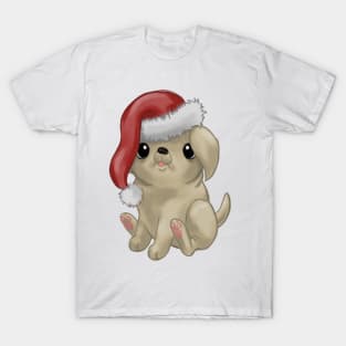 Super Cute Christmas Santa Hat Pug Puppy T-Shirt